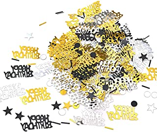 Yiran Black Gold Happy Birthday Confetti Party Decorations Table Décor Cards Sprinkles Women Gifts 15 g