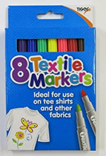 textile fabric markers - set of 8 assorted colours