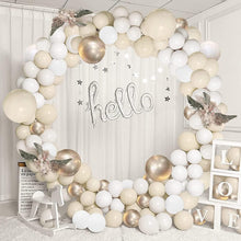 Balloon Arch Kit - 122 Pcs Beige Sand White Balloons - Easy to Assemble Beach White Balloon Arch with Accessories - Champagne Gold Balloon Birthday Decorations and Wedding Kids Shower Party Balloons.