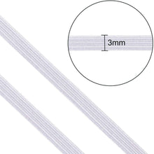 1/8 inch Elastic White 10 Metres-3mm Elastic Corded Flat Cord Thin Elastic Dressmaking Waistband Headbands for Sewing Clothing, Knitting, DIY Projects, Skirt & Trouser Waistband