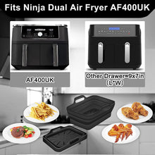 2PCS Foldable Silicone Liners for Ninja Dual Air Fryer AF400UK & Tower T17088, Tuuyee 7.87inch Silicone Air Fryer Pot Basket, Ninja Dual Air Fryer Accessories (Black)