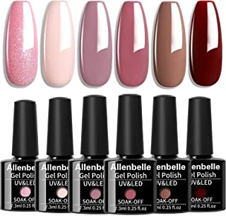 Allenbelle Gel Nail Polish Set-Wind Red Milk Pink Grey Seris Gel Polish Set Soak Off Nail Varnish Salon DIY Nail Art at Home (003)