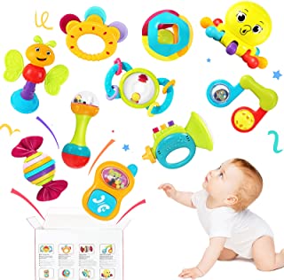 YCUS Baby Toys Rattles Set for 3 Months Plus Babies Sensory Teething Infants Toy for 6 9 12 Months Old Early Educational Gifts for Newborn Boys Girls 10 PCS