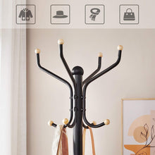 SONGMICS Metal Coat Rack, Clothes Stand, Hat Handbag Hanger, 182 cm Tall Hall Tree, Black RCR19B