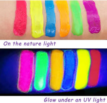 Neon Face Paint - UV Glow Neon Face and Body Paint Set of 6 Tubes - Glow in Dark Face Body - UV Blacklight Neon Fluorescent Art Paint Neon Accessories - Perfect for Carnival, Party, Halloween