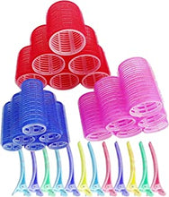 30 Pieces Hair Rollers Set 18 Pieces Hair Curler Roller 44mm, 36mm and 25mm & 12 x Color Plastic Duckbill Sectioning Clips, Hair Rollers with Clips for Women, Christmas Gifts and Hair Styling.