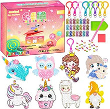 Diamond Painting Kit for Kids Ages 4-12, 8 PCS Unicorn Diamond Art Craft Kits for Kids DIY Keychains Big Gem Art for Girls Kids Toddler Crystal Art Kits Kids (Red)