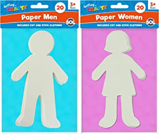 40pk Paper People Cut Outs | Craft Paper For Kids | Paper Dolls Cut Out People | Paper Cut Outs People Cardboard Cutout | Paper Dolls Craft Packs for Children Arts Crafts | The Cut-Out Girl and Boy