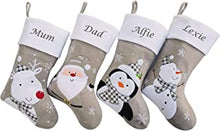 Hoolaroo Personalised Christmas Stockings – Custom Silver Name Embroidered Christmas Stocking w/Satin Lining - Snowman Design (40cm) Personalised Stocking Xmas Decorations