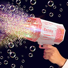 Bubble Gun for Kids, 69 Holes Rocket Launcher Bubble Blaster Outdoor Bubble Machine Blower Toys with LED, Gatling Bubble Maker with Rich Bubbles for kids/Boys/Girls/Adults/Party Favor (Pink))