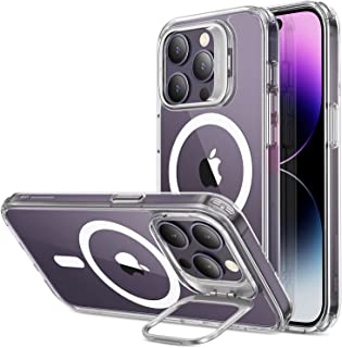 ESR Classic Kickstand Case with HaloLock Compatible with iPhone 14 Pro Case, MagSafe-Compatible Case with Stand, Military-Grade Protection, Built-In Camera Ring Stand, Scratch-Resistant Back, Clear