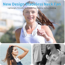 SMARTDEVIL Neck Fan, Bladeless Mini USB Neckband Fan Rechargeable, 360Cooling Portable Hanging Fan 3 Speeds with 48 Air Outlet, Wearable Necklance Fan for Sports, Travel, Outdoor (White)