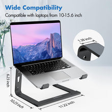 Tonmom Laptop Stand for Desk, Aluminium Laptop Riser Holder, Removable Notebook Stand Ventilated Cooling Computer Stand Compatible with 10-15.6 Laptops-Black