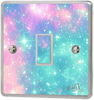 Girls Pink & Blue Light Switch Sticker Vinyl/Skin cover, sw152