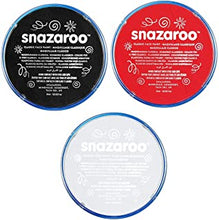 Areema Limited THREE 18ml SNAZAROO FACE & BODY PAINT SET (BLACK, WHITE, BRIGHT RED) ZOMBIE, VAMPIRE HALLOWEEN