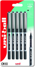 uni-ball UB-150 Eye Black Rollerball Pens. Premium Micro 0.5mm Ballpoint Tip for Super Smooth Handwriting, Drawing, Art, Crafts and Colouring. Fade and Water Resistant Liquid Uni Super Ink. 5 Pack