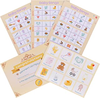 Baby Shower Games Pack: 4 Games - Bingo, Charades, Quiz, Trivia + Winners Certificate. Up to 20 players