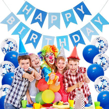 Happy Birthday Banner, Blue Party Decoration Happy Birthday Bunting Banners with 12" Large Latex Balloons Confetti Balloons for Boys Men 1st 16th 18th 21st 30th 40th 50th 60th Birthday Decorations