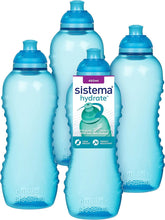 Sistema Twist 'n' Sip Squeeze Sports Water Bottles  Leakproof Water Bottles  460 ml  BPA-Free  Recyclable with TerraCycle  Blue  4 Count