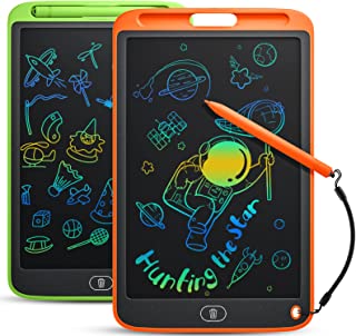 2 Pack LCD Writing Tablet Kids, 10 Inch Colourful Screen Drawing Tablet, Erasable Doodle Board Scribbler Pad, Learning Educational Toys Gifts for Age 3 4 5 6 7 8 Year Old Girls Boys, Green/Orange