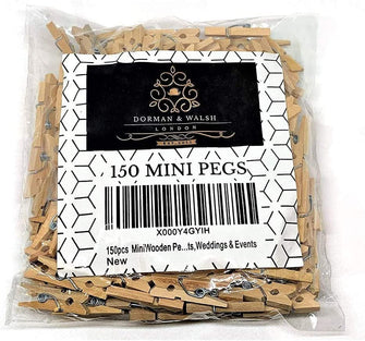150pcs Mini Wooden Pegs for Holding Photo Paper, Dorman & Walsh Mini Pegs for Decorative Photo Wall, DIY Decoration's, Mini Wooden Clothes Pegs, Tiny Pegs for Arts and Crafts, Weddings & Events