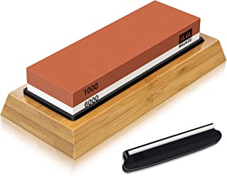 SHAN ZU Sharpening Stone, Whetstone with Angle Guide Non-Slip Bamboo Base grit 1000/6000 Knife Sharpeners, Professional 2-in-1Waterstone