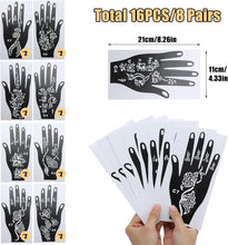 Beehug India-Inspired Henna Tattoo Stencil Set, 16 Pieces Artful Temporary Tattoo Templates for Hands, Body, Finger, DIY Airbrush Makeup Stencils, Perfect for Parties, Events, for Girls & Women