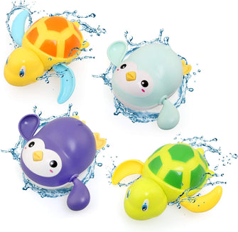 BelleStyle Bath Toys for Kids, Baby Wind Up Bath Toys, Swimming Water Floating Turtle Penguin Clockwork Bathtub Pool Toy Game for Kids Boys Girls Toddlers Baby Bath Time