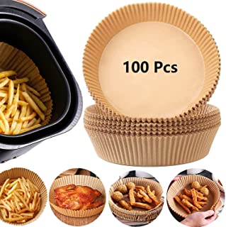 Air Fryer Disposable Paper Liner, 100PCS Non-Stick Disposable Air Fryer Liners, Baking Paper for Air Fryer Oil-Proof, Water-Proof, Food Grade Parchment for Baking Roasting Microwave (100Pcs-6.3 inch)