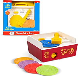 Basic Fun Fisher-Price Classics 1697 Music Box Record Player, Baby Musical Toy, Baby Interactive Toy, Classic Toy with Retro Style Packaging, Pretend Play Toys for Boys and Girls Aged 18 Months+
