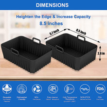 2-Pack Air Fryer Silicone Pots, 8.5 Inch Reusable Air Fryer Silicone Liners for Ninja Foodi AF300UK/AF400UK, Tower, Instant Vortex Air Fryer, Food Safe Dual Basket Air Fryer Accessories