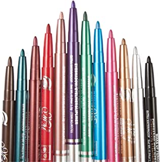 Chargenyang 12 PCS Colorful Eyebrow Pencil Eyeliner Eyebrow Lip Liner Pencil Pen Makeup Cosmetic Set Kit Tool