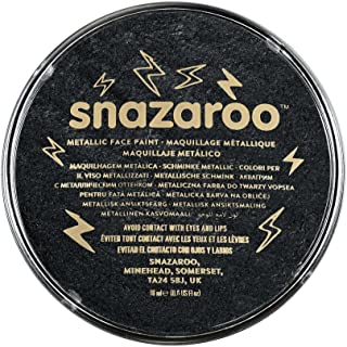 Snazaroo Metallic Face and Body Paint, Electric Black, 18.8g Professional Water Based, Single Cake Makeup Supplies for Adults, Kids and Special FX