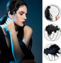 MIVAIUN Elegant Feather Beaded Headband, Vintage 1920s Headpiece, Black Flapper Headband, Crystal Flapper Headpiece, Gatsby Costume Accessories for Women, Wedding (Style A)