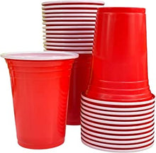 KAMSID Red Plastic Cups Party - Red Cups 50Psc (12oz) Red Party Cups - Red Solo Cups for American Pie Games, Disposable Cups Plastic Cups Solo Cups Reusable Recyclable PP Material