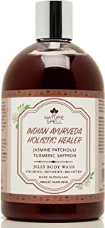 Nature Spell Indian Ayurveda Jelly Body Wash, Calming And Luxuriously Moisturising, Infused With Jasmine, Patchouli, Turmeric & Saffron, 100% Vegan, Made In The Uk, 500 Ml