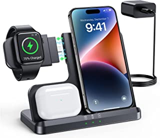 LK 3 in 1 Wireless Charging Station Wireless Charger Stand Compatible with iPhone 14 13 12 11 Pro Max XR XS X 8Plus 8, Detachable Watch Charger for iWatch 8/SE/Ultra/7/6/5/4/3/2, for AirPods Pro/3/2