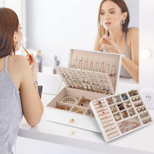 Jewellery Box Organiser for Necklace Earrings Bracelets Rings, Large PU Leather Jewelry Storage Case with 3 Stackable Layer, Jewellery Boxes Holder for Women Girls