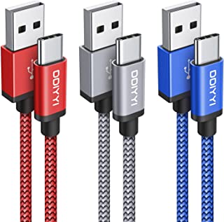 USB C Cable 2M 3Pack, DDIYYI 3A USB A to Type C Charger Cable Fast Charging Nylon Braided Lead for Samsung Galaxy S21 S20 S10 S9 S8 A52s A53 A51 A50 A12 A13 A22 A32 A33 A40 A03s