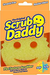 Scrub Daddy Original, Cleaning Sponges for Washing Up, Dish and Kitchen Sponge - as used by Mrs Hinch, Non Scratch Multi-Use Scrubbing, With FlexTexture Firm and Soft Design, Dishwashing Safe, Yellow