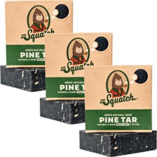 Dr. Squatch All Natural Soap Bar for Men with Heavy Grit, 3 Pack, Pine Tar