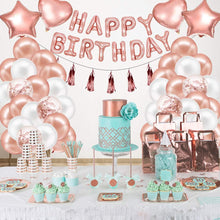 Birthday Decoration Balloons for Women Girls with Happy Birthday Banner and Rold Gold Balloons-Easy to Assemble