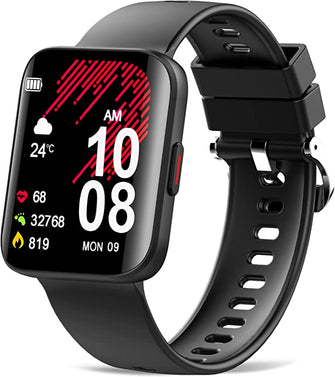 Smart Watch for Men Women, 1.69" Touch Screen Fitness Watch with Sleep Monitor, Heart Rate Monitor, Blood Oxygen, IP68 Waterproof Fitness Tracker 22 Sport Modes, Smartwatch for Android iOS, Black