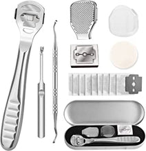 Foot File Head,Foot Scraper, 16pcs Hard Skin Callus Remover Foot File Feet Care Pedicure Set Callus Shaver with 10PCS Replacement, Toenails Lifter and Storage Case£¬ Dead Skin Fork