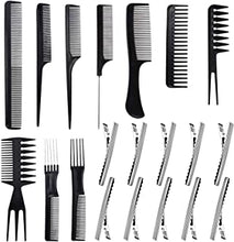 Faburo 20 PCS Hair Combs Set Hair Stylists Hir Cips Professional Styling Comb & Care Clip Set, Anti-static Barber Comb Hair Dying Accessories Men Women Salon & Home