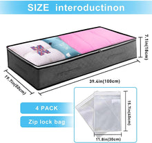 Underbed Storage Bag 3Pack 90L Large Under Bed Storage Box with 4 x Large Zip lock Bags - Clothes Storage Bag with PVC Window for Clothes, Duvets, Comforters, Blankets, Bedding, Quilts