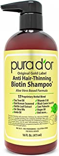 Pura D’Or Premium Organic Argan Oil Shampoo for Hair Loss Prevention (Gold Label), 16 Liquid Ounces Single