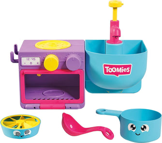 Toomies E73264 Bubble & Bake Bathtime, Bath Toddlers, Kitchen Themed Bubble Making Toy, 2 in 1 Set, Kids Water Play Suitable for 18 M & 2 3 & 4 Year Old Boys & Girls, Multicoloured, 21 X 28 X 15 cm