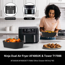 Silicone Air Fryer Liner 2Pack, Ninja Air Fryer Accessories, Repeatable Silicone Liners for Ninja Dual Air Fryer AF300UK AF400UK & Tower T17088, 7.87inch Silicone Air Fryer Pot Basket