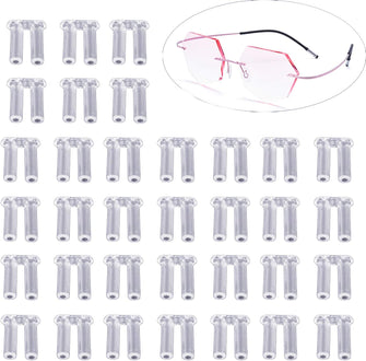 YouU 100 Pcs Clear Plastic Compression Sleeves for Rimless Glasses Fixing Accessories Tools(1.7/1.8/2.0mm) (1.7  1.0  7.0mm)